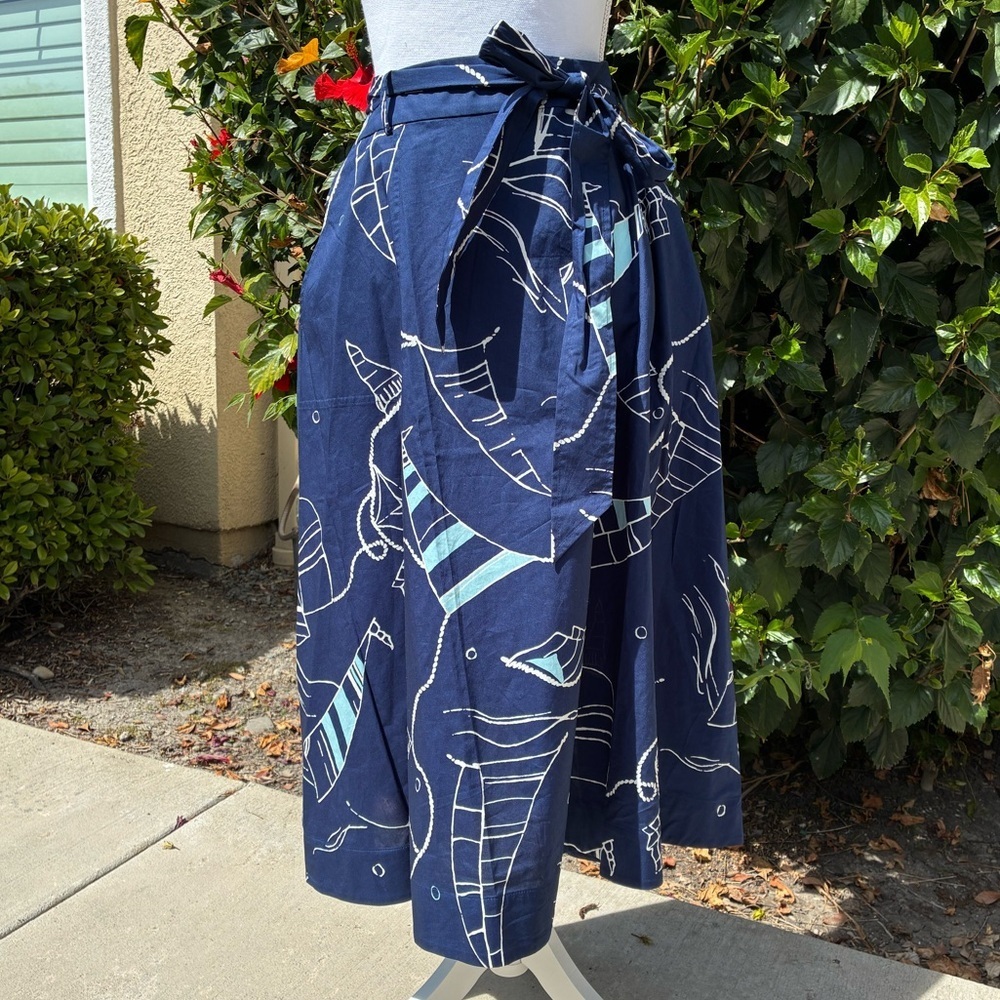 Talbots NWT Nautical Navy Blue Midi Skirt Size 18